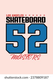 los angeles skateboard masters,t-shirt design fashion vector