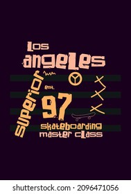 los angeles skateboarding,t-shirt design fashion vector