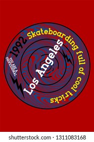 los angeles skateboarding,t-shirt design vector illustration