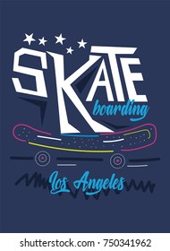 los angeles skateboarding,t-shirt print poster vector illustration