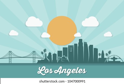 Los Angeles skyline - California - USA - vector illustration