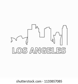 Los Angeles skyline and landmarks silhouette black vector icon. Los Angeles panorama. United States of America. USA