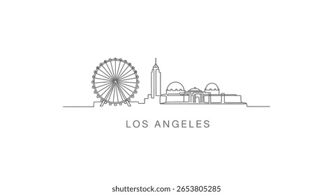 Los Angeles Skyline Line Art com a paisagem urbana.