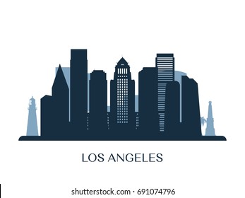 Los Angeles Skyline Monochrome Silhouette Vector Stock Vector (Royalty ...