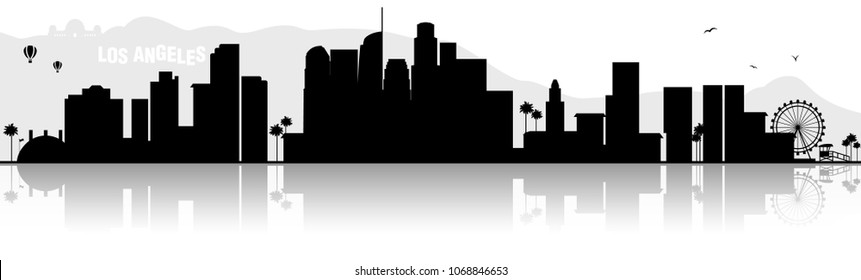 Los Angeles Skyline Silhouette Black