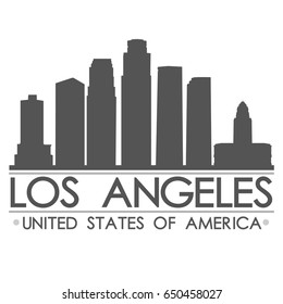 Los Angeles Skyline Silhouette. Design City Vector Art. Landmark Banner Illustration.