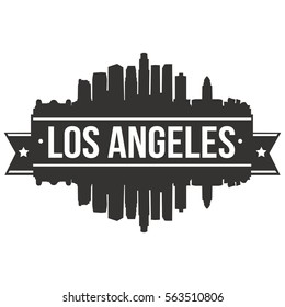 Los Angeles Skyline Silhouette Stamp  Vector City.  