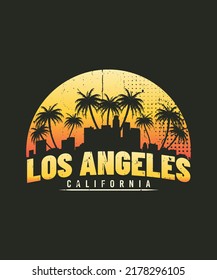 Los Angeles Skyline Summer Tshirt Design