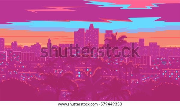 Los Angeles Skyline Vector Illustration Big Stock Vector (Royalty Free ...