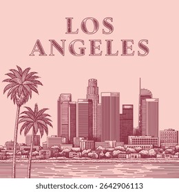 Los Angeles Skyline em estilo vintage gráfico. cidade impressão design para los angeles. vintage cidade impressões. cidade t-shirt impressões usar para aparelhos.