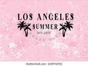 los angeles slogan summer palm tree summer print vector 