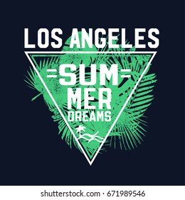 Los Angeles slogan t-shirt. Leaf vector and typography.