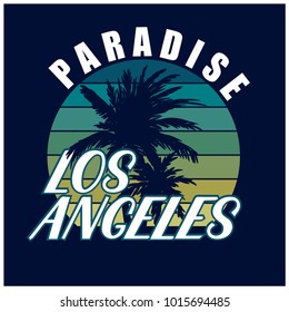 Los Angeles slogan t-shirt. Palm vector and typography.