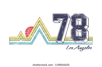 los angeles slogan for T-shirt printing design and various jobs, summer t-shirt printing. vector