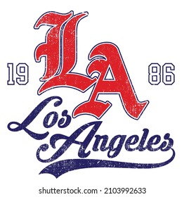 Los Angeles Slogan Typography Graphics For T-shirt. College Print For Apparel. Varsity LA Stamp. Vector Illustration.