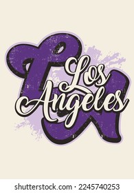 Los Angeles slogan typography graphics for t-shirt. College print for apparel. Varsity LA stamp. Vector illustration.