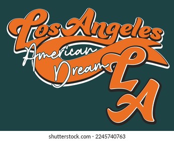 Los Angeles slogan typography graphics for t-shirt. College print for apparel. Varsity LA stamp. Vector illustration.