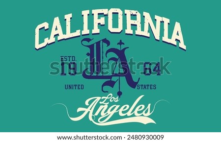 Los Angeles slogan typography graphics for t-shirt. College print for apparel. Varsity LA stamp. Vector illustration..eps8