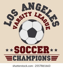 Los Angeles, soccer typography for design clothes. Vector illustration