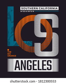 Los Angeles, Southern California stylish typography slogan. Abstract design with the grunge and the lines style. Vector for print tee shirt, typography, poster and other uses. Global swatches.