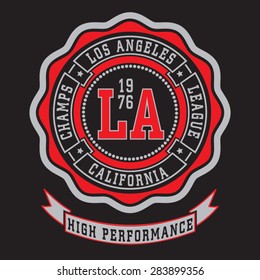 Los Angeles sport typography, t-shirt graphics, vectors, embroidery