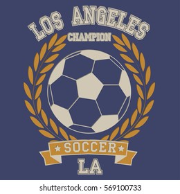 Los angeles sport typography t-shirt. College fashion design print soccer Graphicsl - vector