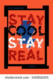 los angeles stay cool stay realt-shirt design fashion vector