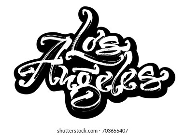 Los Angeles. Sticker. Modern Calligraphy Hand Lettering for Silk Screen Printing