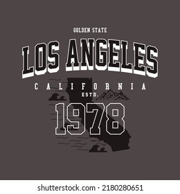 los angeles stylish t shirt and apparel abstract design. Vector print, typography, abstract maps.  global swatches.