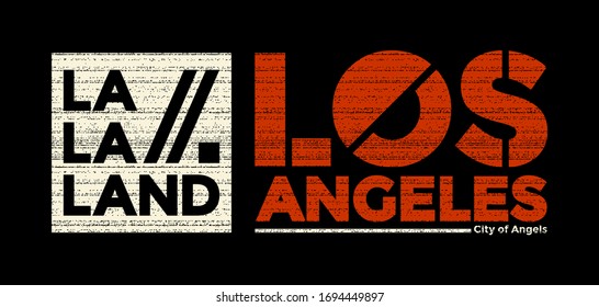 Los Angeles stylish typography slogan. Colorful abstract design with the grunge and the lines style. Vector for print tee shirt, typography, poster and other uses. Global swatches.