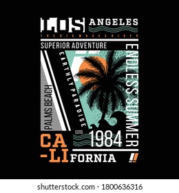 los angeles summer graphic typography vector t shirt, illustration design denim vintage urban style