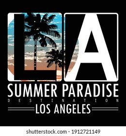 Los Angeles Summer Nature  Destination Images Graphic T shirt Stock Vector Illustration Design