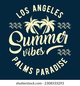 Los Angeles Summer Vibes Palms Paradise T-Shirt Design.