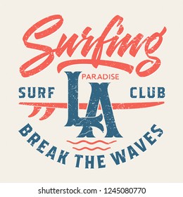 Los Angeles Surf Club - Tee Design For Printing