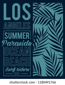 Los angeles surf sport typography, t-shirt graphics, vectors