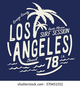 Los Angeles surfen Typografie, T-Shirt-Grafik, Vektorgrafiken