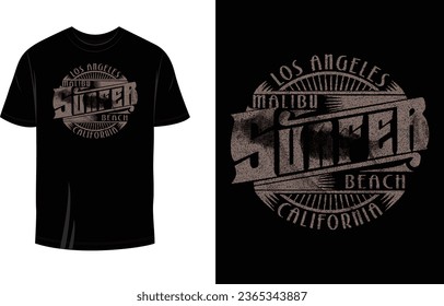 Los Angeles Surfer Malibu Beach California Print Ready T Shirt Design For Man, Woman