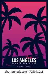 Los Angeles Surfing graphic with palms. T-shirt design and print