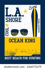 los angeles surfing,t-shirt design vector illustration