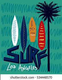 los angeles surf,t-shirt print poster vector illustration