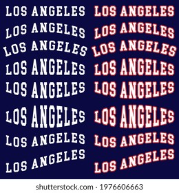 Los Angeles. Sweatshirt, t-shirt and hoodie print. City in the Western USA. Graphic design element. Sticker. Logo. Set in different variations. School, College and Academy style. Vector EPS10.