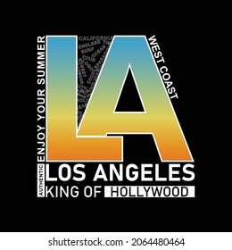 los angeles t shirt design, summer, hollywood, california