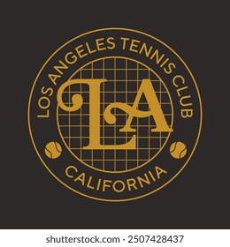 Logo des Los Angeles Tennis Club. Vintage-Print für T-Shirt. Trendy Hipster Design. Vektorgrafik