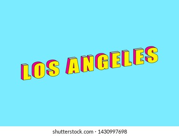 Los Angeles text with 3d isometric effect.