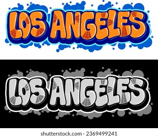 Los Angeles text in graffiti font style. Graffiti text vector illustrations.
