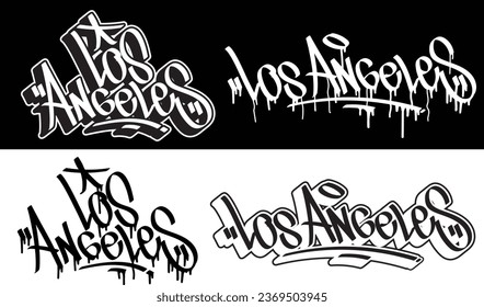 Los Angeles Text in Graffiti Tag Schriftart Stil. Graffiti-Text, Vektorgrafiken.