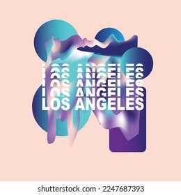 Los Angeles Typography Colourful Distortion Melt Sliced Text Lettering Graphic design Modern Urban typographic poster t shirt Print Vector