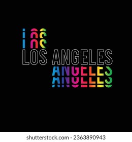 Los Angeles  typography colourful Urban text Label banner poster graphic design