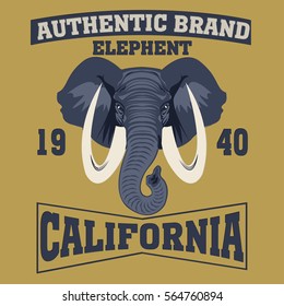 Los Angeles typography fashion elephant, t-shirt graphics