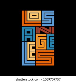 Los Angeles Typography Graphics. Concept in vintage style for print production. T-shirt fashion Design. Template for poster, print, banner, flyer.